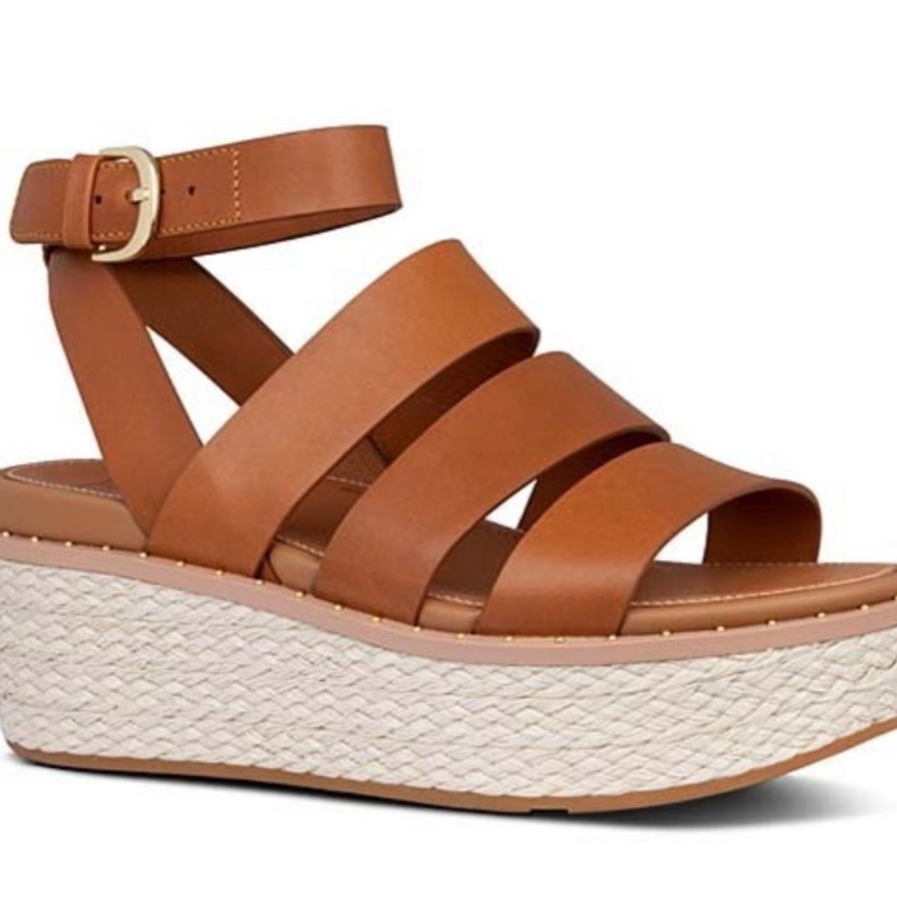 Fitflop Leather Eloise Back Strap Espadrille Wedges Gem